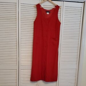 Harve Bernard Collection Wool Blend Red Sleeveless Button-Down Dress, Size 14